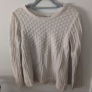 ​41 Hawthorn Cream Popcorn Knit Textured Sweater L EUC